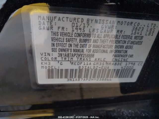 3N1AB7AP2HY258866 Nissan SENTRA SV