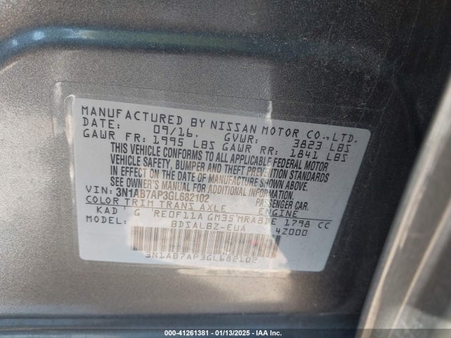 Nissan SENTRA S 2016 3N1AB7AP3GL682102 Image 9