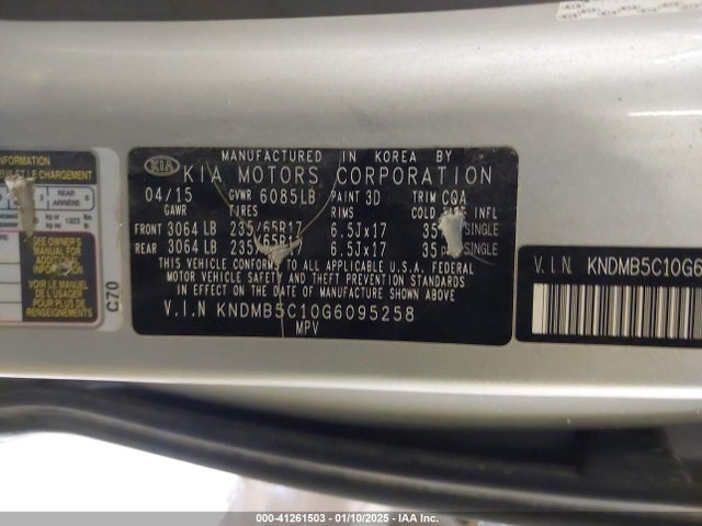 KIA SEDONA LX 2016 KNDMB5C10G6095258 Image 9