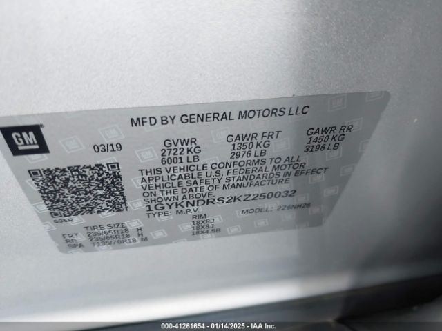 1GYKNDRS2KZ250032 Cadillac XT5 LUXURY