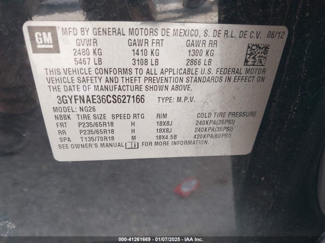 2012 CADILLAC SRX 3GYFNAE36CS627166 Photo 8