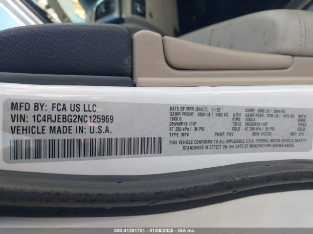 2022 JEEP GRAND CHEROKEE WK 1C4RJEBG2NC125969 Photo 8