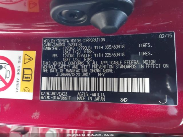 JTJBARBZXF2013807 Lexus NX 200T