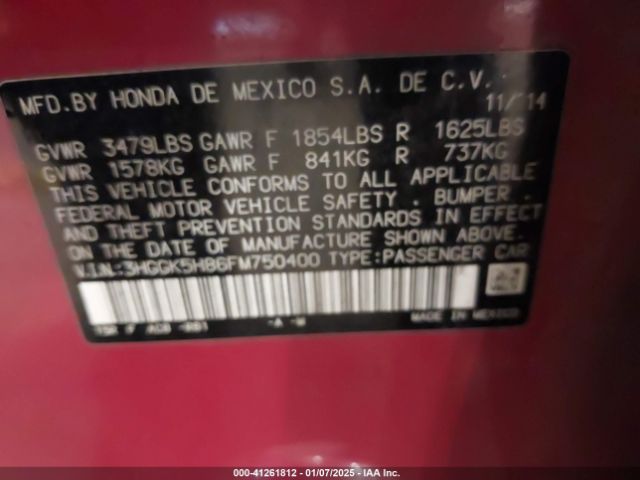 3HGGK5H86FM750400 Honda Fit Ex/ex-l