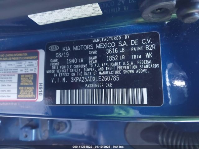 3KPA25ADXLE260785 KIA Rio 5-door S
