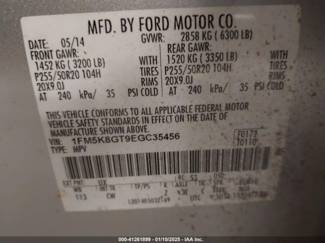 1FM5K8GT9EGC35456 Ford EXPLORER SPORT