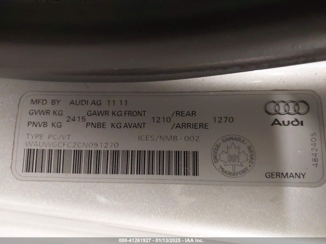 2012 AUDI A7 WAUWGCFC2CN091270 Photo 8