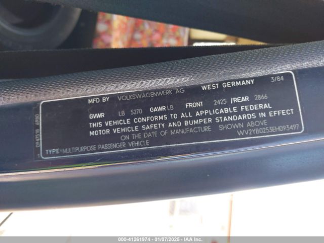 1984 VOLKSWAGEN VANAGON WV2YB0253EH093497 Photo 8