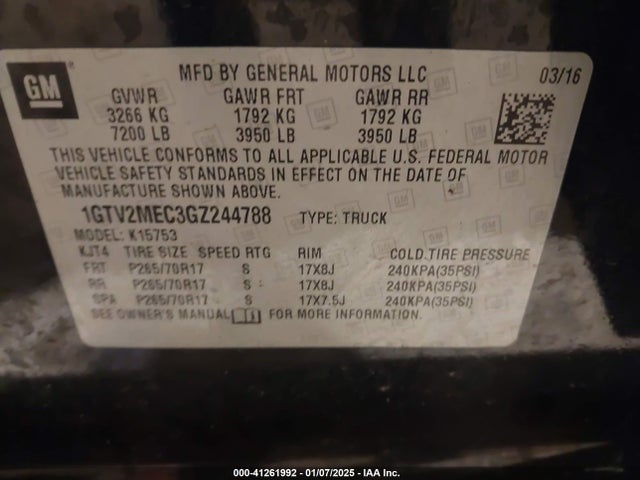 1GTV2MEC3GZ244788 GMC Sierra 1500 Sle