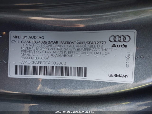 2012 AUDI A5 WAUCFAFR0CA003063 Photo 8