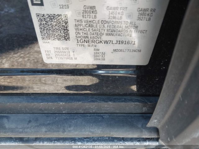 1GNERGKW7LJ191671 Chevrolet Traverse Fwd Lt Cloth