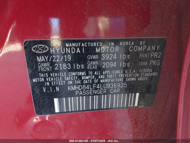 KMHD84LF4LU936925 Hyundai ELANTRA SEL