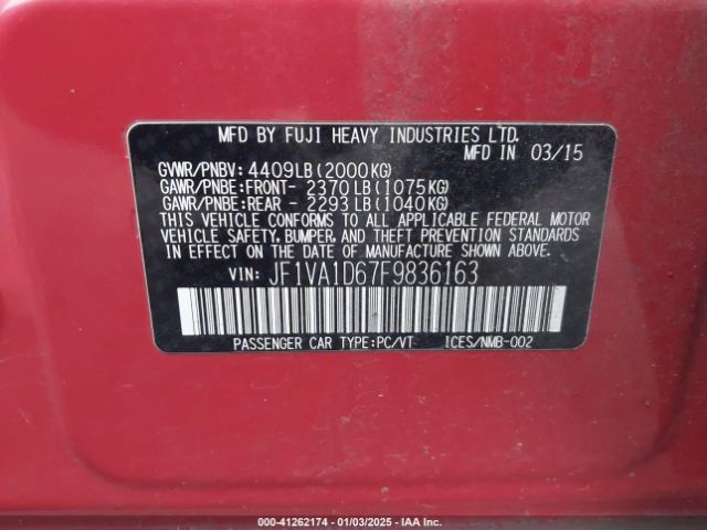 JF1VA1D67F9836163 Subaru Wrx Premium