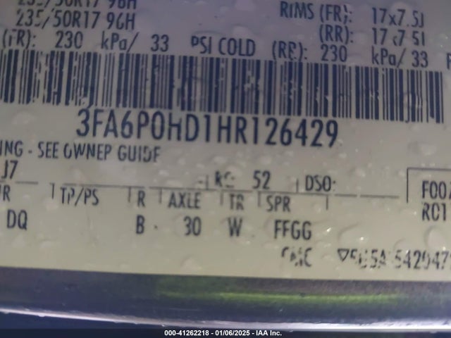 3FA6P0HD1HR126429 Ford FUSION SE