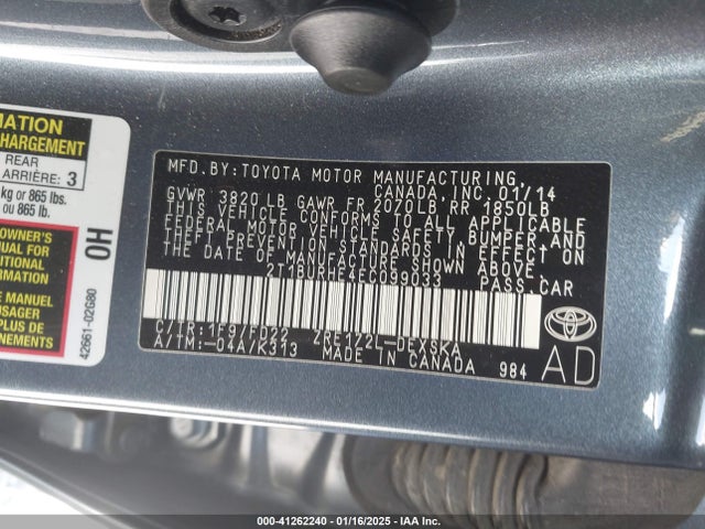 Toyota Corolla S Plus 2014 2T1BURHE4EC099033 Image 9