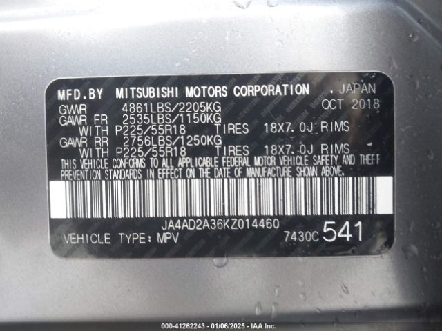 JA4AD2A36KZ014460 Mitsubishi Outlander Es