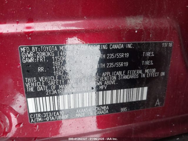 2T3A1RFV7KW002464 Toyota Rav4 Xle Premium