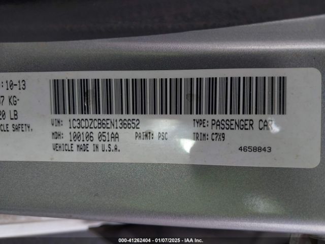 1C3CDZCB6EN136652 Dodge Avenger Sxt
