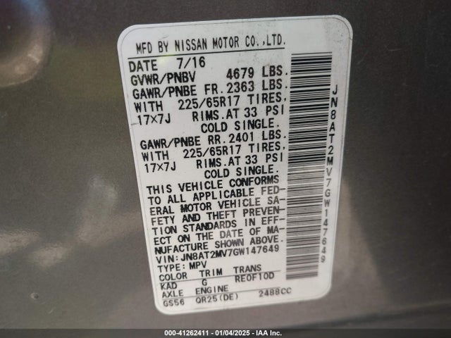 Nissan ROGUE S 2016 JN8AT2MV7GW147649 Image 9