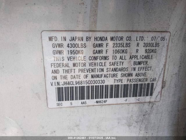 2005 ACURA TSX JH4CL96815C030330 Photo 8