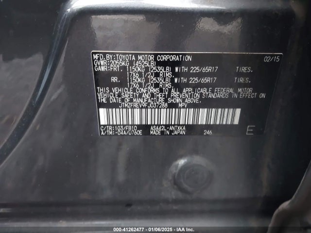 Toyota RAV4 LE 2015 JTMZFREV9FJ037288 Image 9