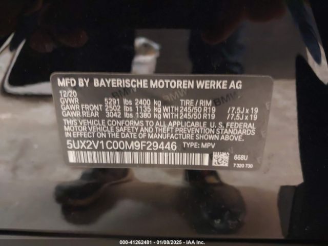 5UX2V1C00M9F29446 BMW X4 Xdrive30i