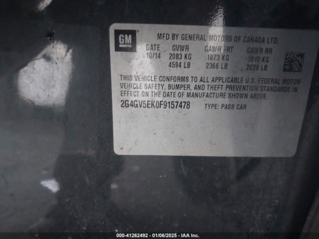 2G4GV5EK0F9157478 Buick Regal 1fl