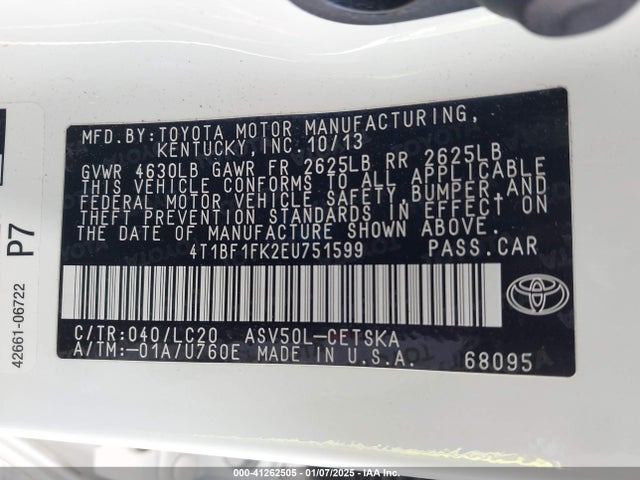 Toyota CAMRY SE 2014 4T1BF1FK2EU751599 Image 9