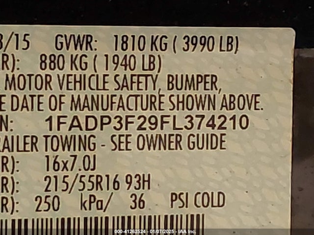 Ford FOCUS SE 2015 1FADP3F29FL374210 Image 9