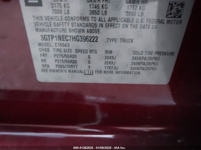 3GTP1NEC7HG396222 GMC Sierra 1500 Slt