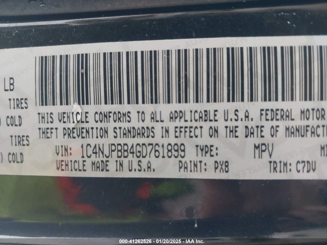 1C4NJPBB4GD761899 Jeep Patriot Sport