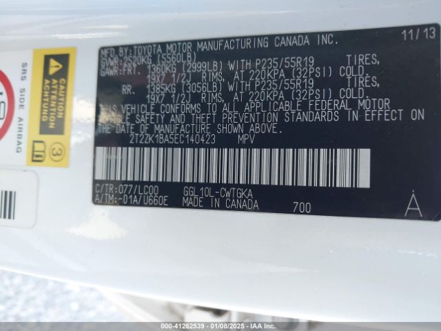 2T2ZK1BA5EC140423 Lexus RX 350