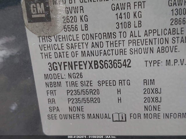 2011 CADILLAC SRX 3GYFNFEYXBS636542 Photo 8