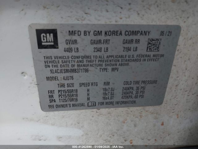 KL4CJESM4MB371786 Buick Encore Awd Preferred