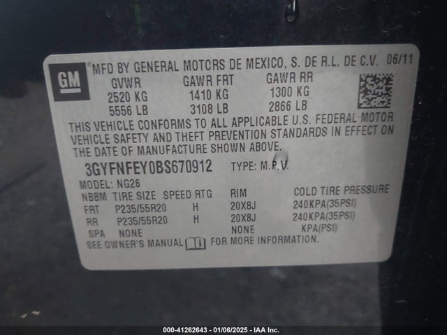 2011 CADILLAC SRX 3GYFNFEY0BS670912 Photo 8