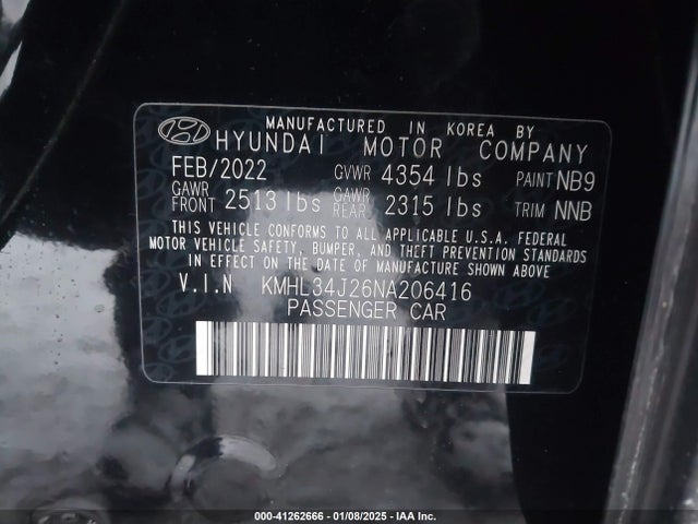 Hyundai Sonata Limited 2022 KMHL34J26NA206416 Image 9
