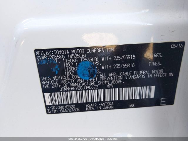 JTMNFREV0GJ090672 Toyota RAV4 SE