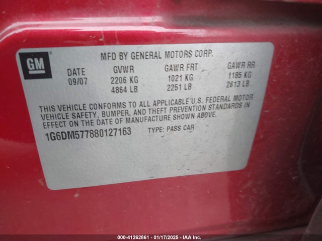 2008 CADILLAC CTS 1G6DM577880127163 Photo 8