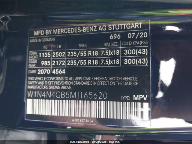 W1N4N4GB5MJ165620 Mercedes-Benz GLA 250
