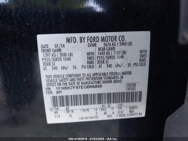 Ford Explorer Limited 2014 1FM5K7F97EGB66895 Image 9