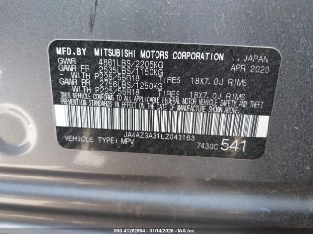 2020 MITSUBISHI OUTLANDER JA4AZ3A31LZ043163 Photo 8