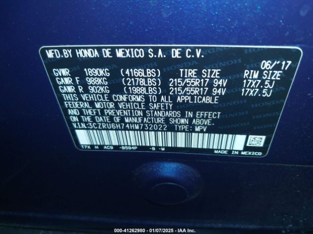 3CZRU6H74HM732022 Honda Hr-v Ex-l
