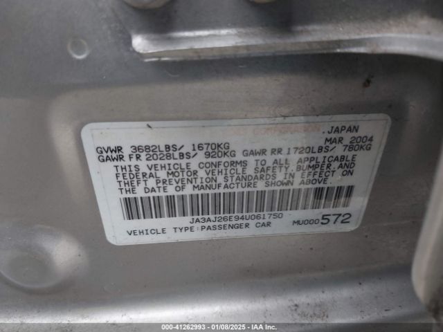 2004 MITSUBISHI LANCER JA3AJ26E94U061750 Photo 8