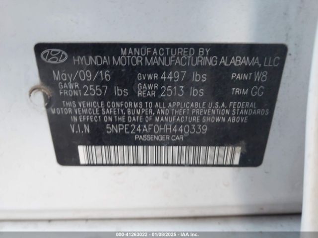 5NPE24AF0HH440339 Hyundai Sonata