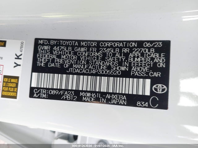 JTDACACU4P3005520 Toyota Prius Prime Se