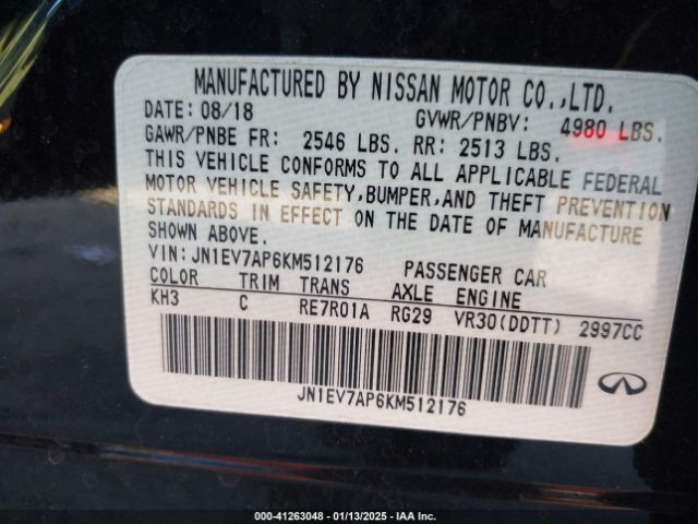 JN1EV7AP6KM512176 Infiniti Q50 3.0t Luxe
