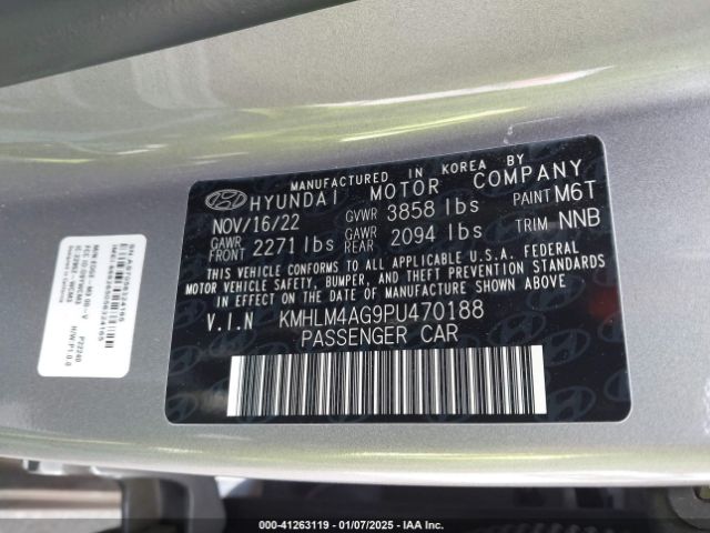 KMHLM4AG9PU470188 Hyundai ELANTRA SEL