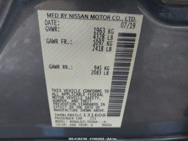 1N4BL4BV1LC131608 Nissan Altima S Fwd