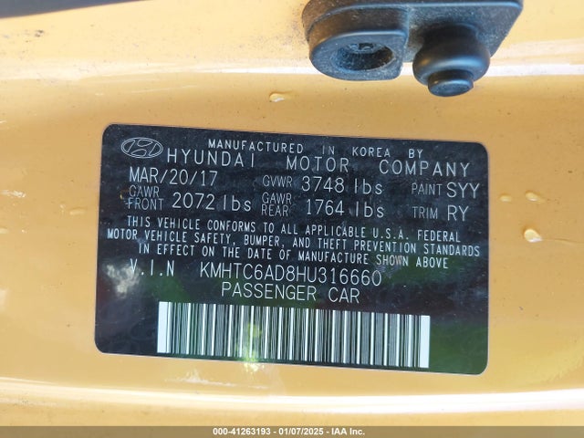 Hyundai Veloster 2017 KMHTC6AD8HU316660 Image 9