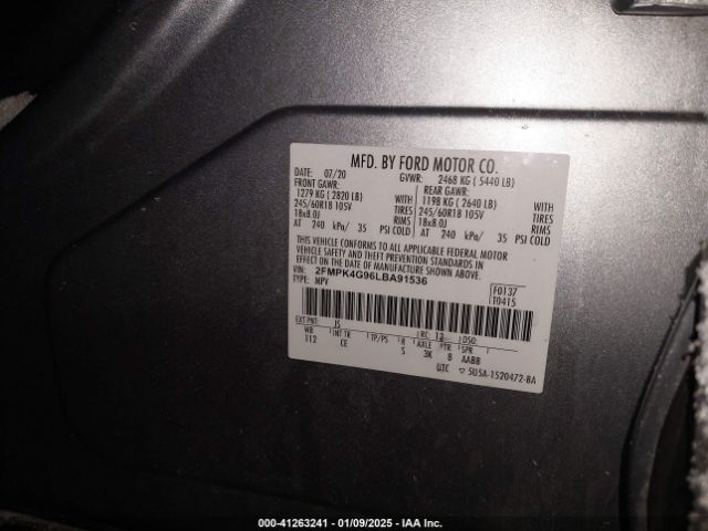 2FMPK4G96LBA91536 Ford EDGE SE